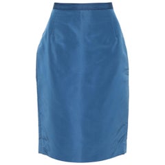 Oscar de la Renta Blue Silk Pencil Skirt M