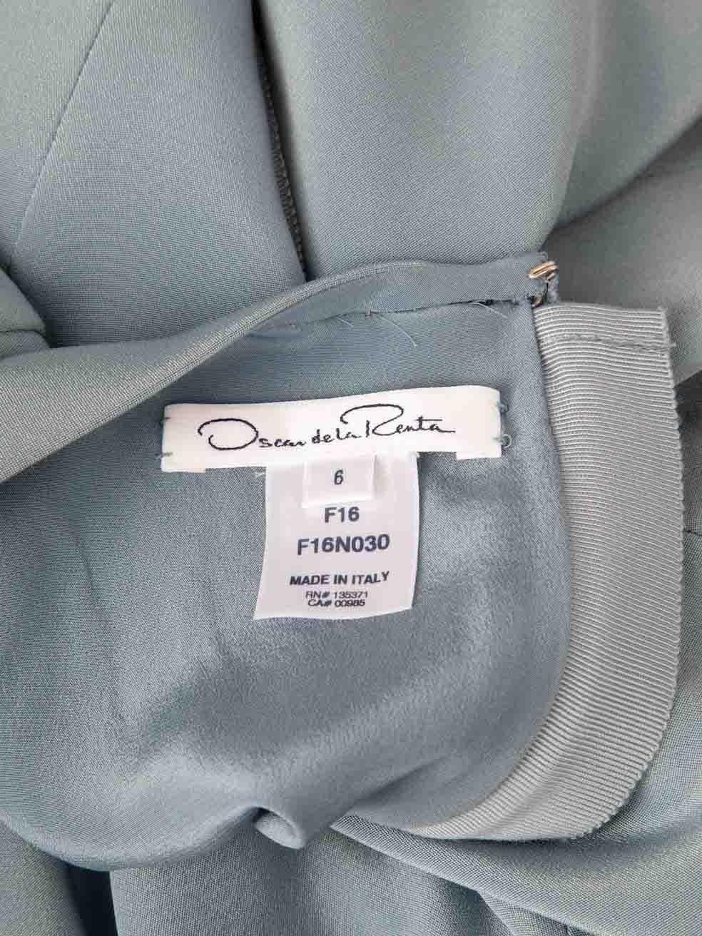 Oscar de la Renta Blue Silk Ruched Maxi Dress Size M For Sale 2