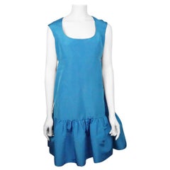 Oscar De La Renta Blue W/ Ruffle Bottom Dress - 8