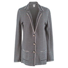 Oscar de la Renta Blue & White Knitted Blazer