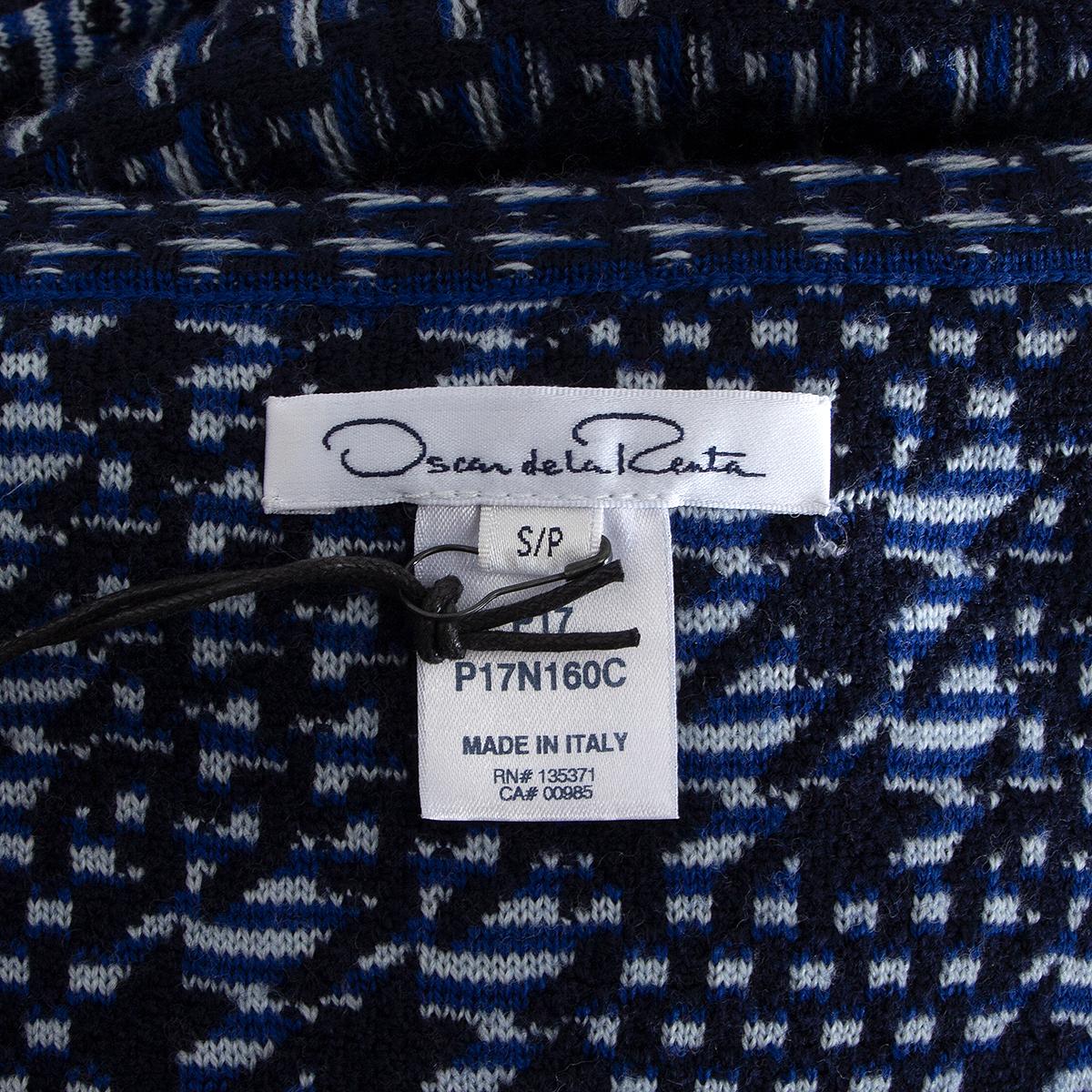 OSCAR DE LA RENTA blue wool OPEN LONG KNIT Coat Jacket S In Excellent Condition For Sale In Zürich, CH