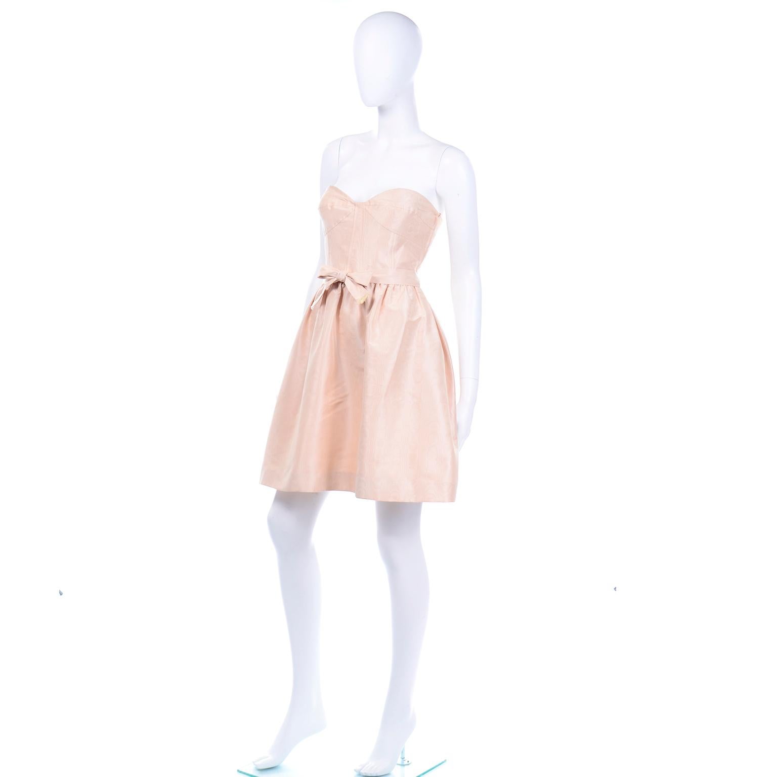 peach strapless dress