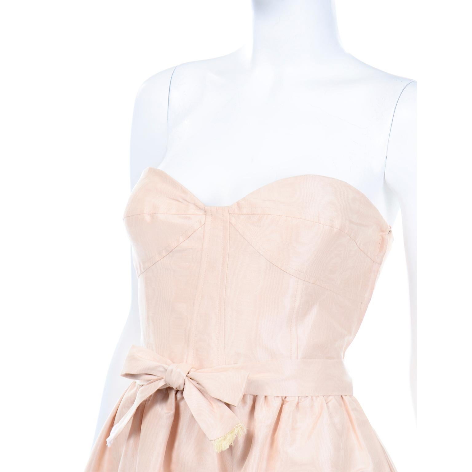 Orange Oscar de la Renta Blush Pink Peach Strapless Sweetheart Evening Mini Dress