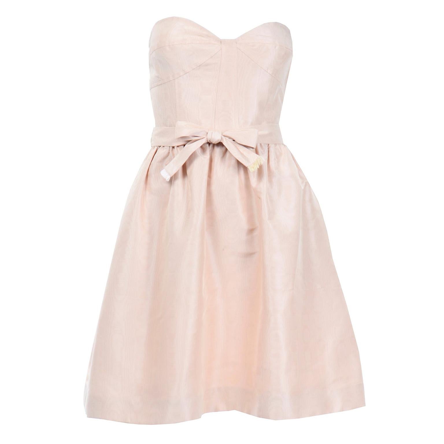 Oscar de la Renta Blush Pink Peach Strapless Sweetheart Evening Mini Dress
