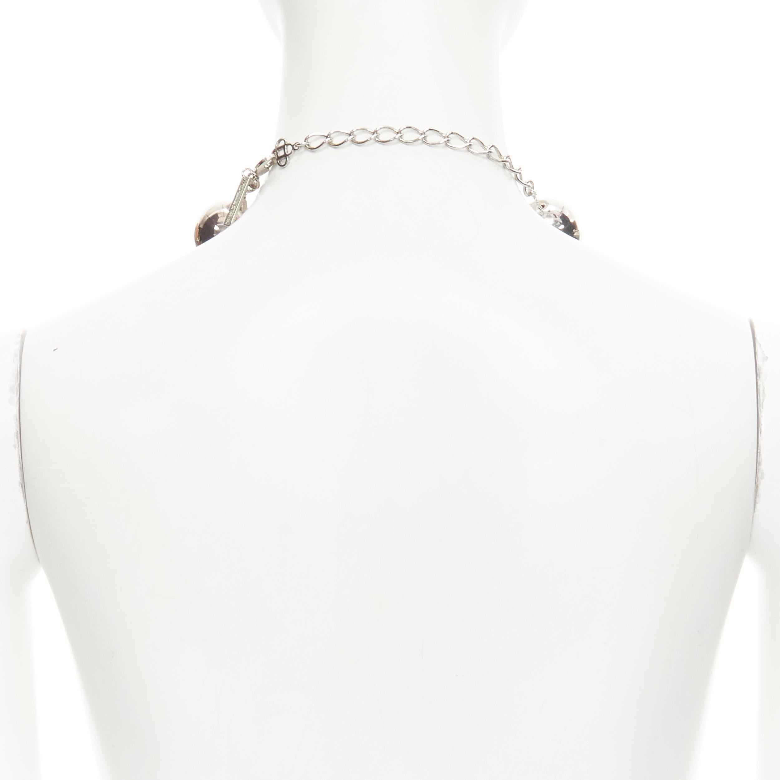 Women's OSCAR DE LA RENTA Bold Beaded single strand silver XL ball statement necklace For Sale
