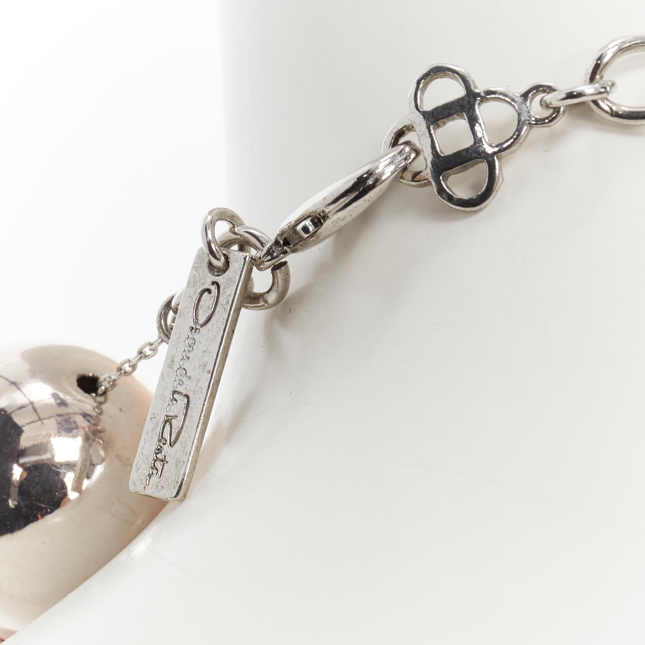 OSCAR DE LA RENTA Bold Beaded single strand silver XL ball statement necklace For Sale 2