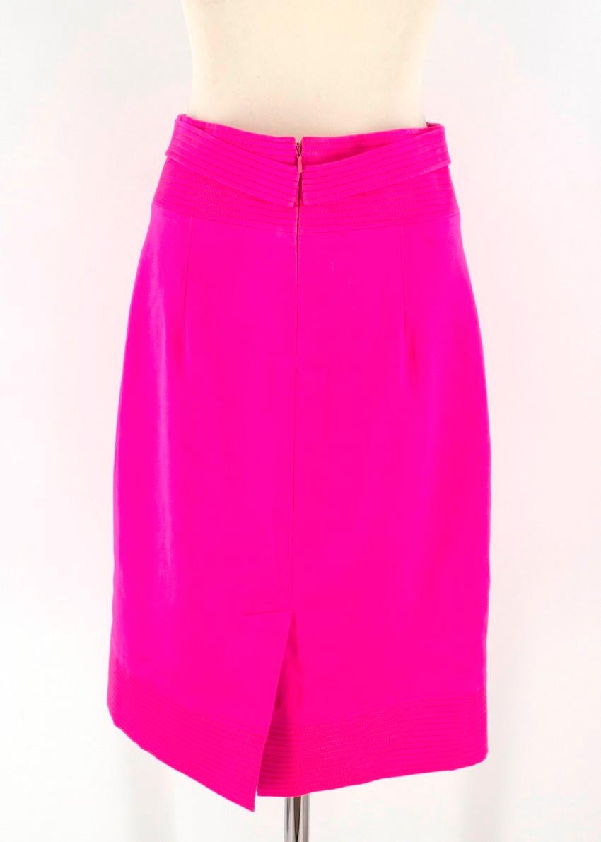 Oscar de la Renta Bright Pink Pencil Skirt US 8 In Excellent Condition In London, GB