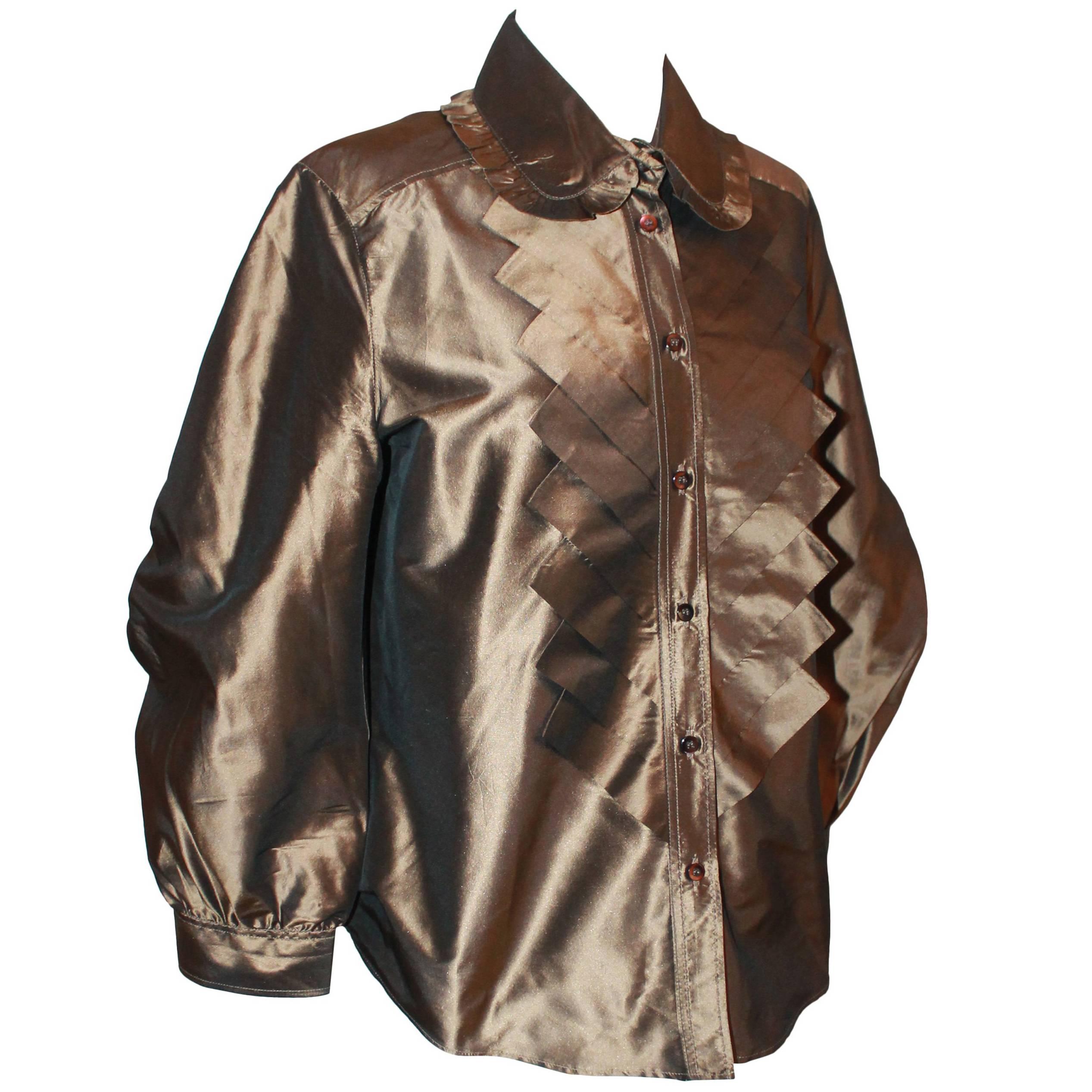 Oscar de la Renta Bronze Blouse - 12 For Sale