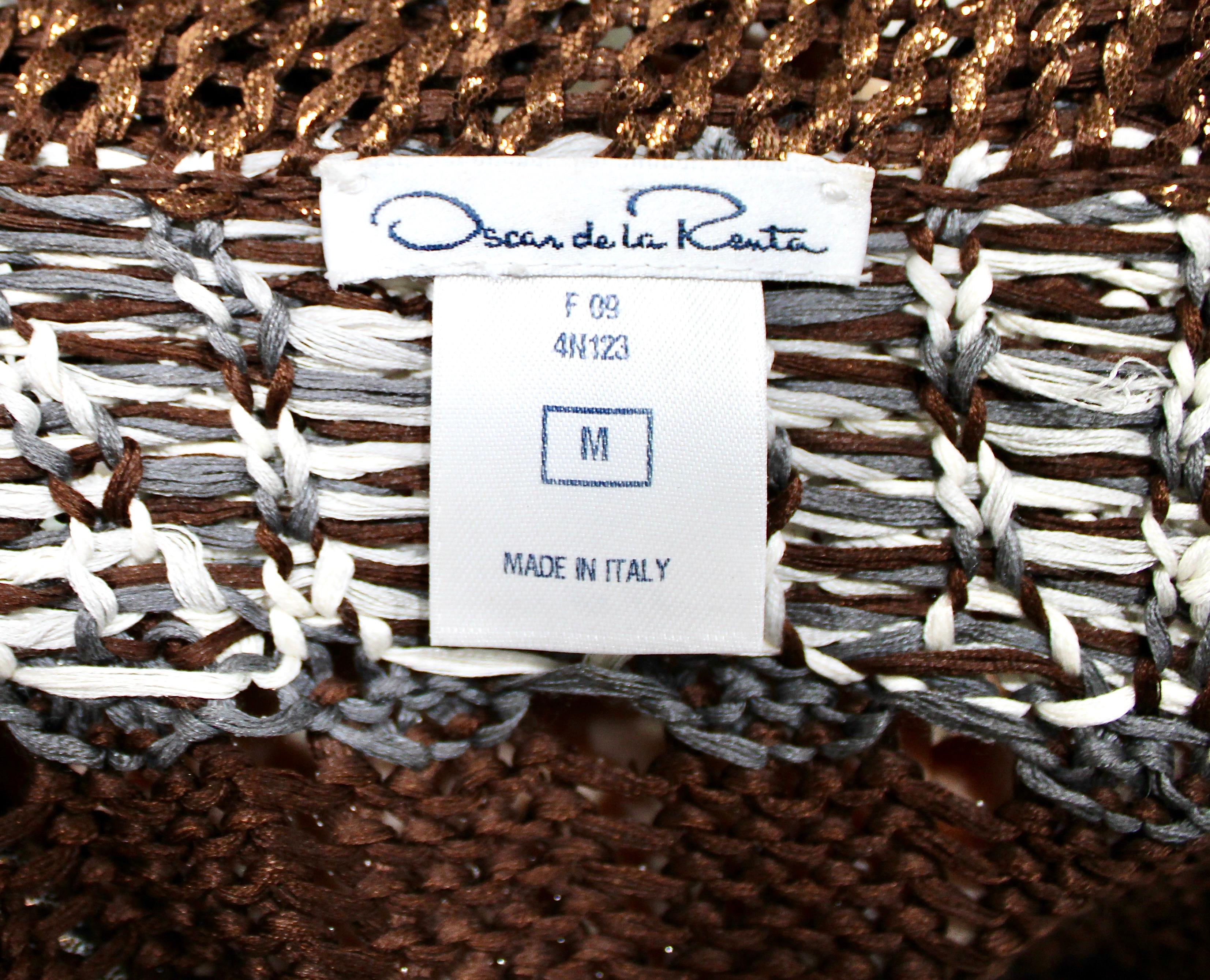 Oscar De La Renta - Cardigan a portafoglio in maglia di seta color bronzo in vendita 6