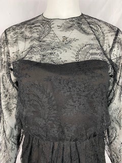 Oscar de la Renta Brown Lace Mini Dress