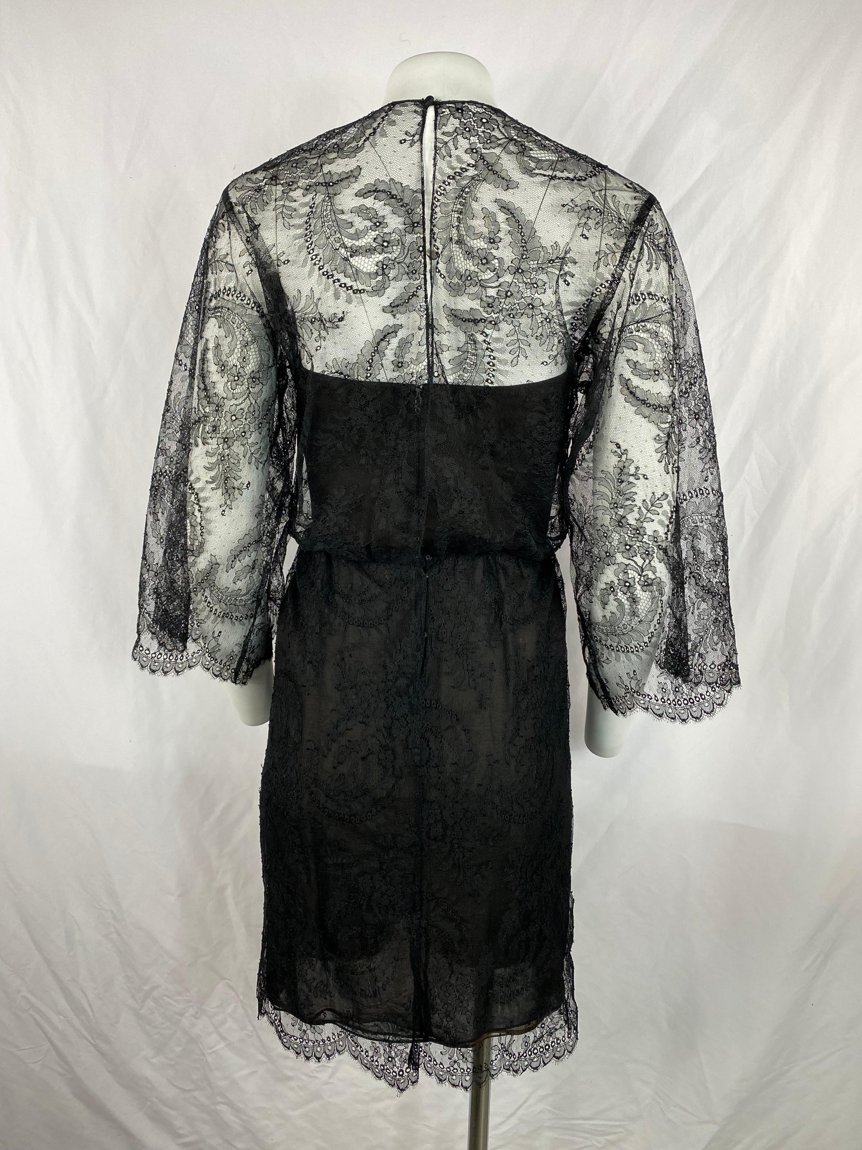 Black Oscar de la Renta Brown Lace Mini Dress For Sale
