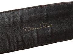 Oscar de la Renta Brown & Red Leather Studded Belt