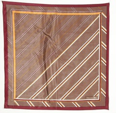 Oscar de la Renta Brown Silk Scarf Pocket Square Handkerchief