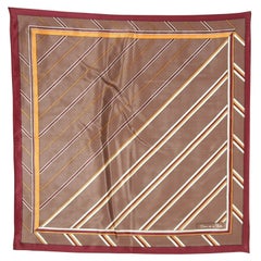 Oscar de la Renta Brown Silk Scarf Pocket Square Handkerchief