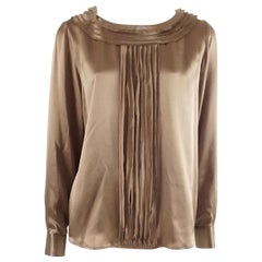 Oscar de la Renta Brown Silk Top-10 NWT