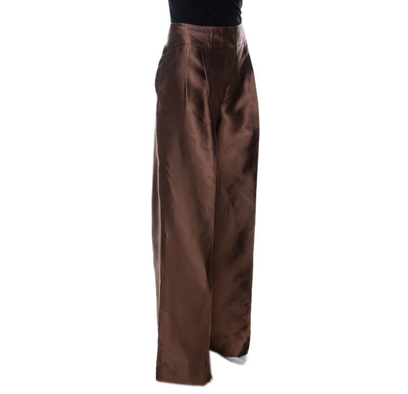 brown silk pants