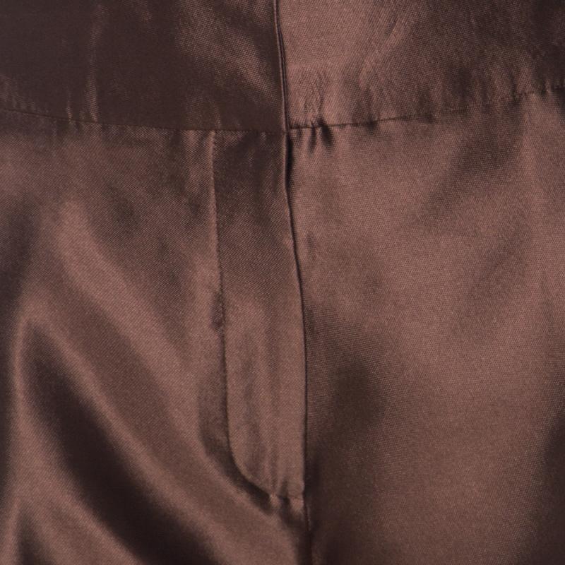 brown satin pants