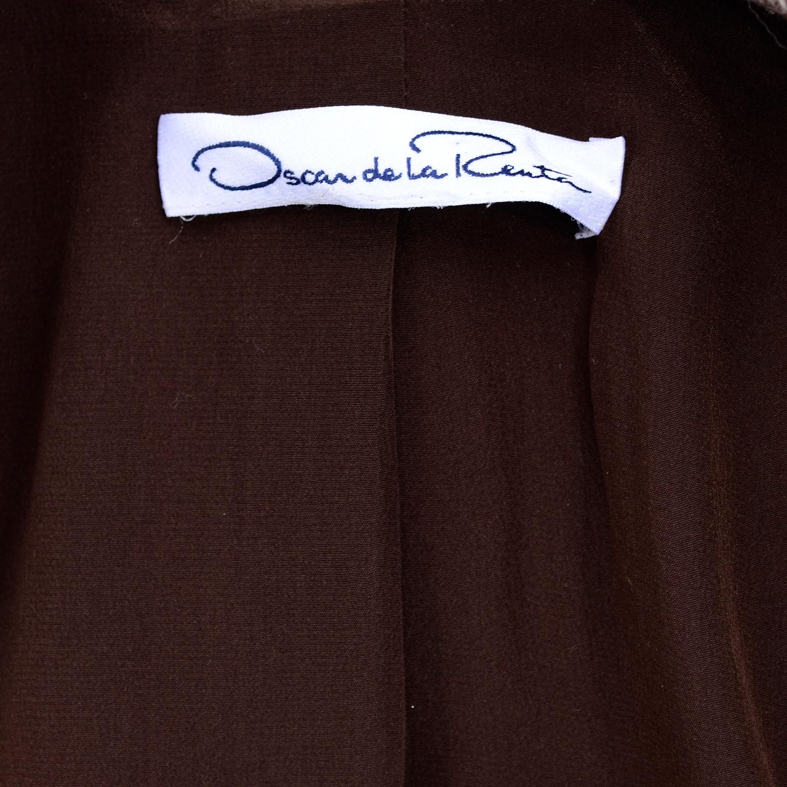 Oscar de la Renta Brown Tweed Blazer Jacket With Pleated Back Demi Peplum Size 8 5