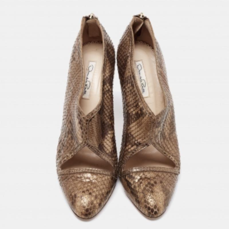 Botines Oscar De La Renta Btown/Pitón dorado Talla 40.5 Marrón en venta