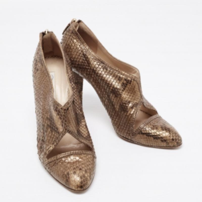 Botines Oscar De La Renta Btown/Pitón dorado Talla 40.5 en Bueno estado para la venta en Dubai, Al Qouz 2