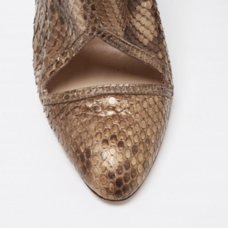Botines Oscar De La Renta Btown/Pitón dorado Talla 40.5 en venta 1