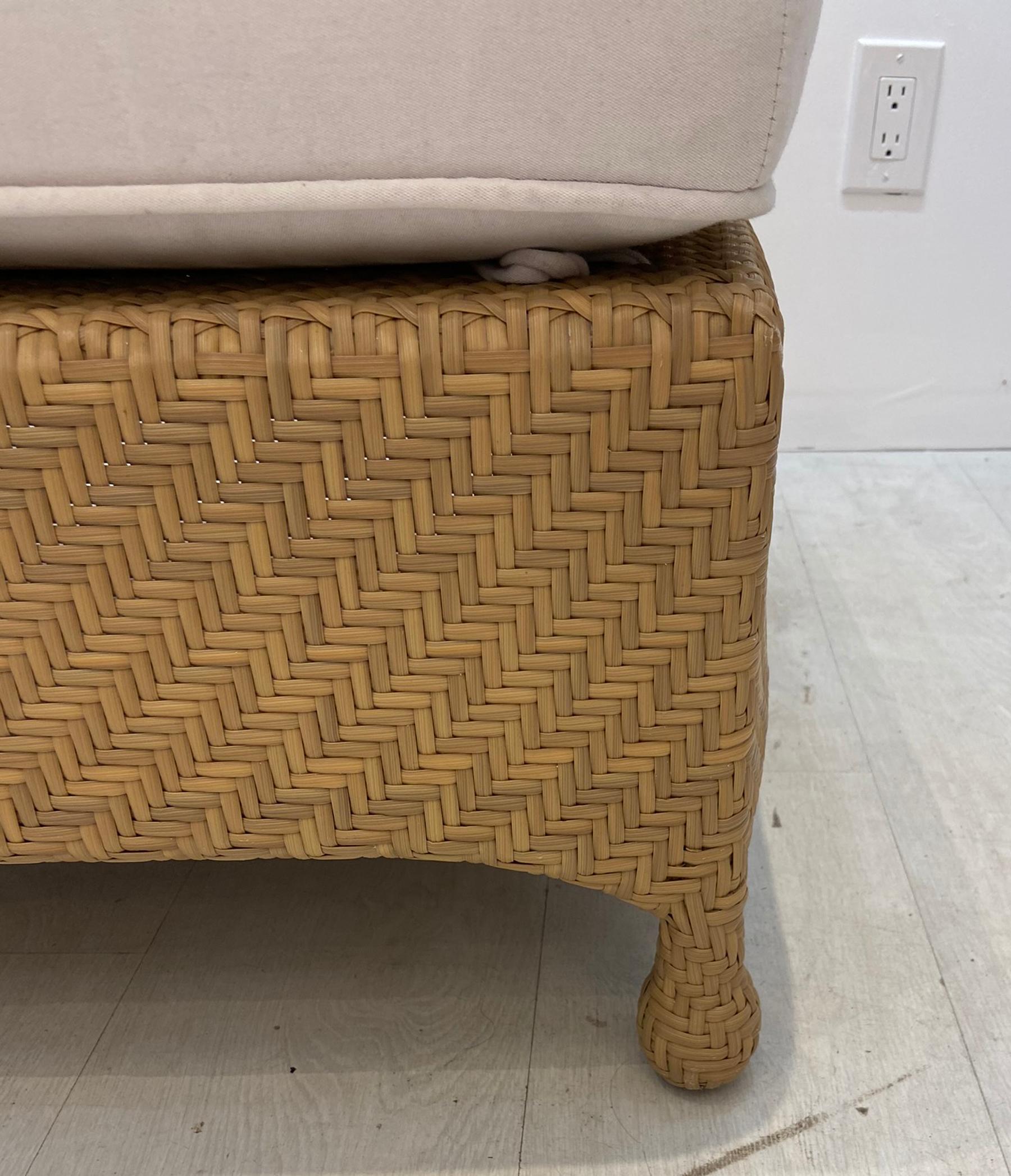 Oscar De La Renta Cane Chairs with Ottomans by Century Furniture 4