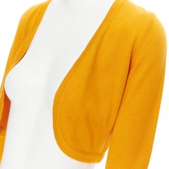 OSCAR DE LA RENTA cashmere silk blend orange open front cropped cardigan XS