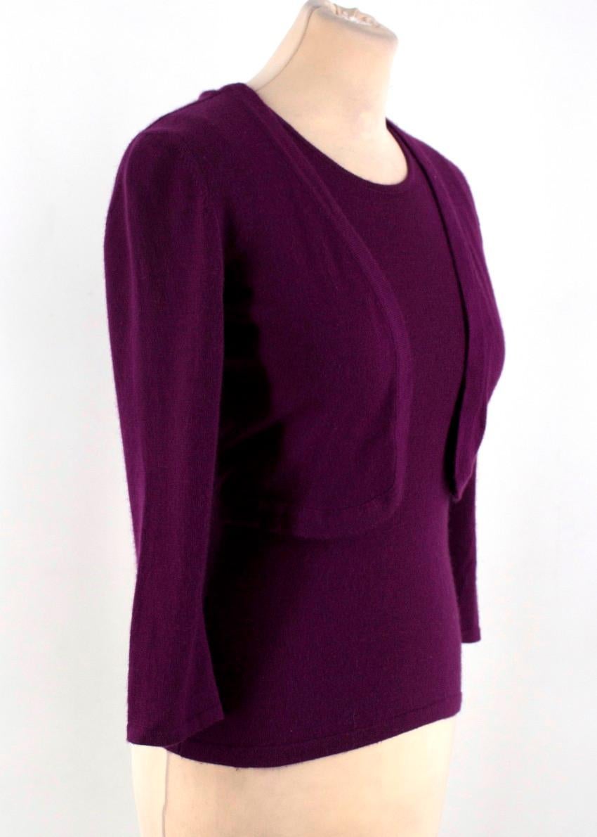 Purple Oscar De La Renta Cashmere Top and Cardigan Set - Size XS