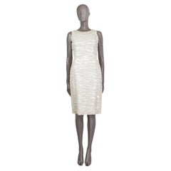 OSCAR DE LA RENTA champaign & white SEQUIN Sheath Dress 4 XS