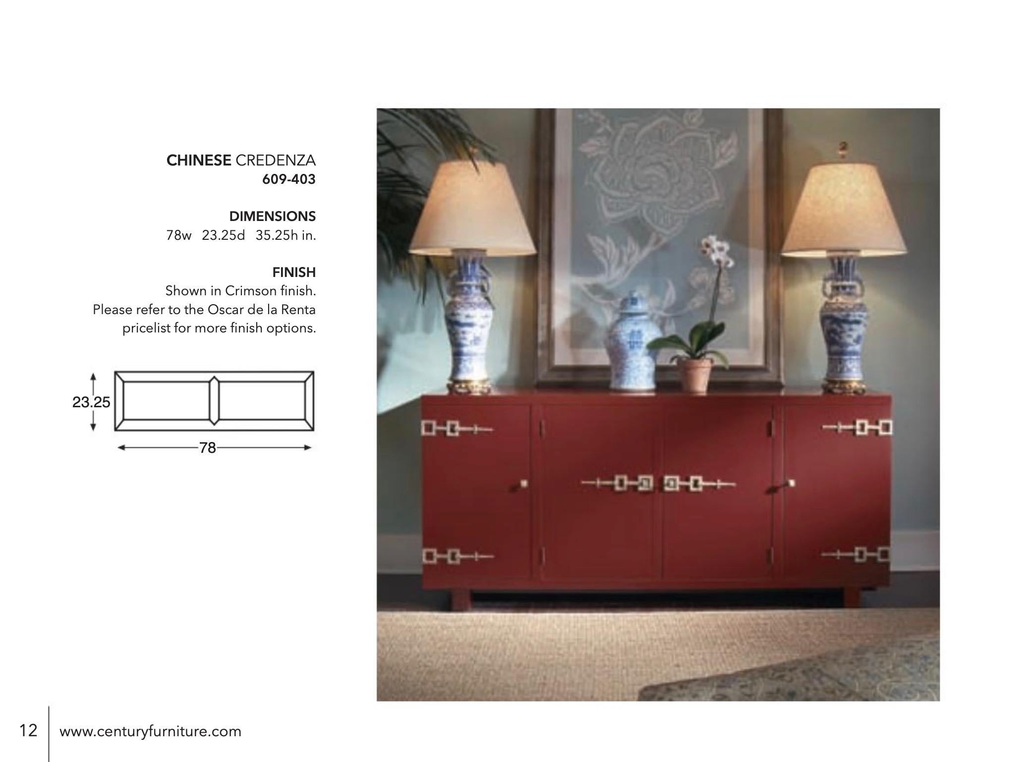 Oscar de la Renta Chinese Credenza for Century  For Sale 11