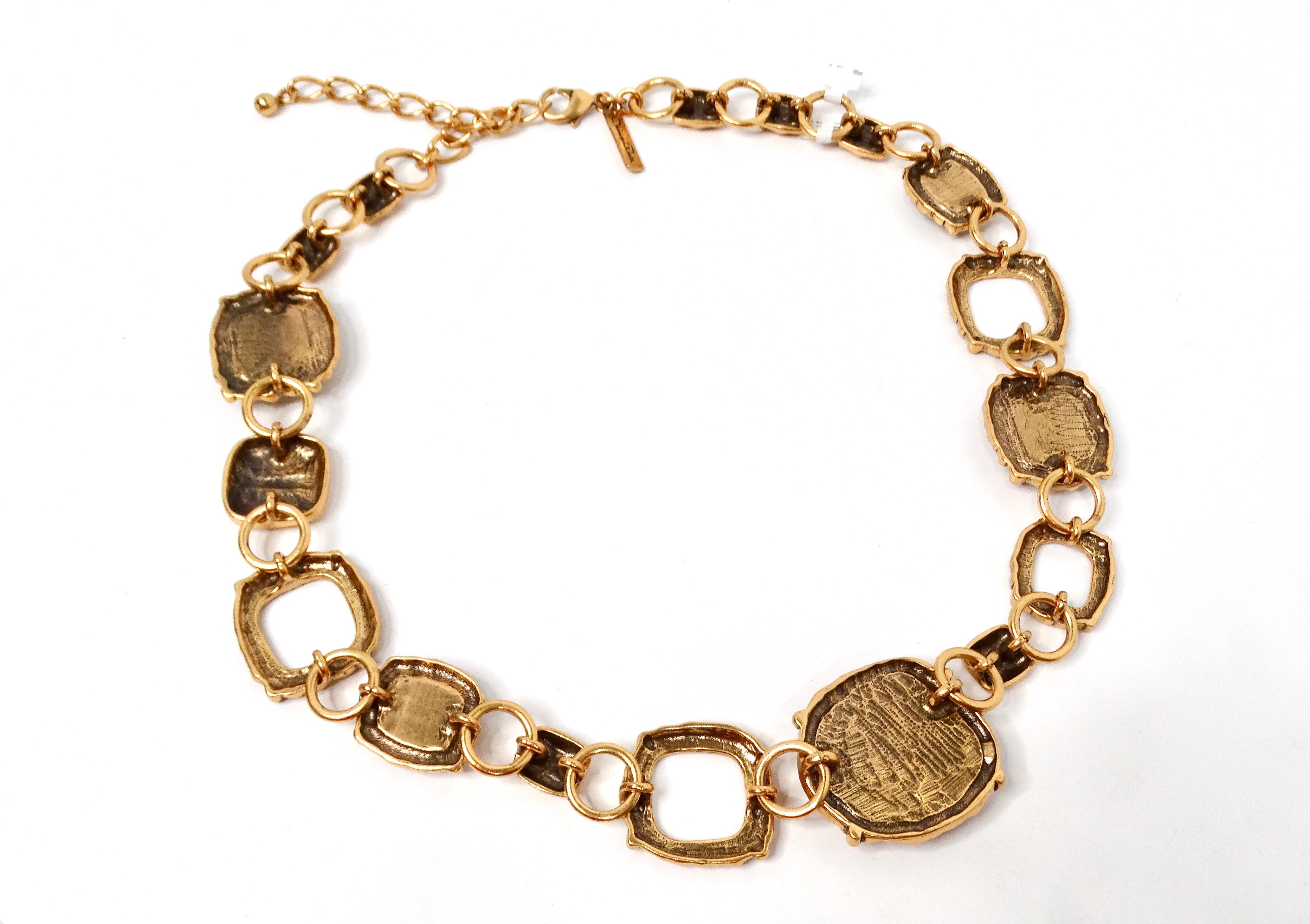 De las mujeres Oscar De La Renta Circa 1990s Collar de cadena verde en tono joya en venta