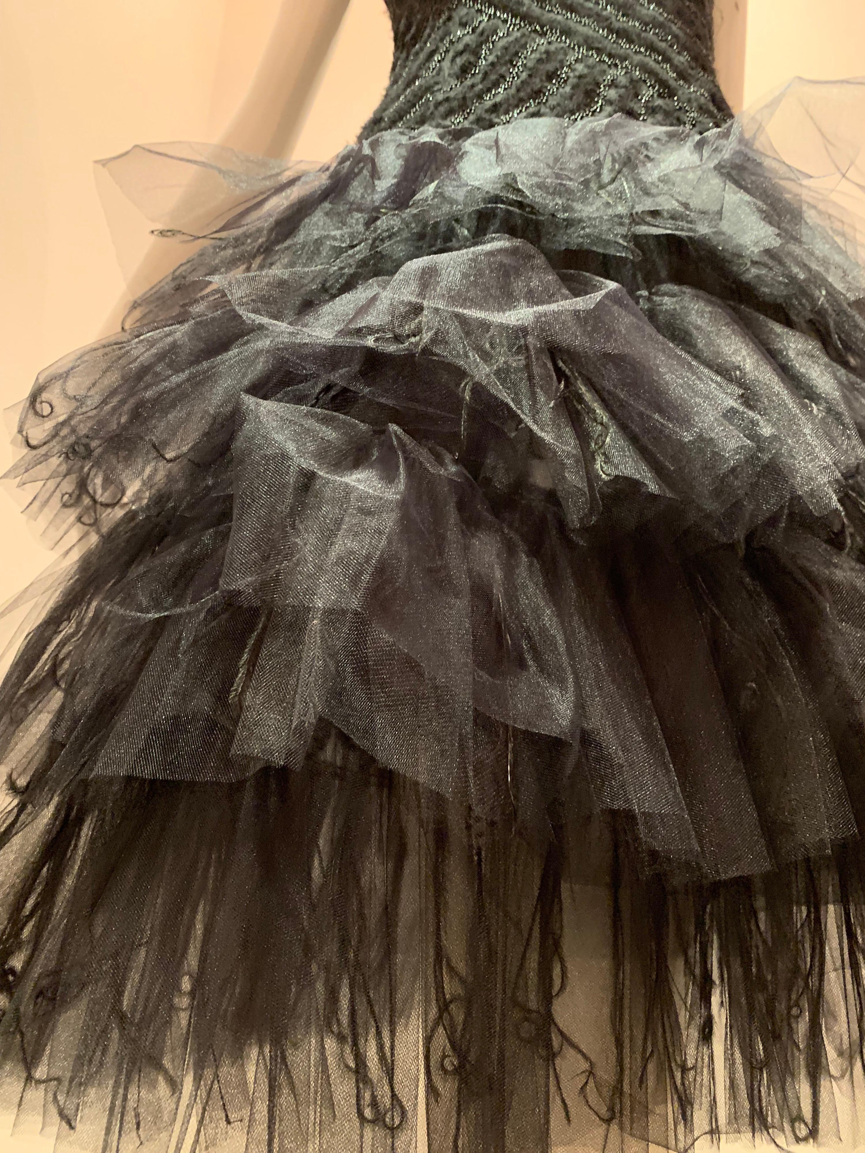 oscar de la renta black feather dress