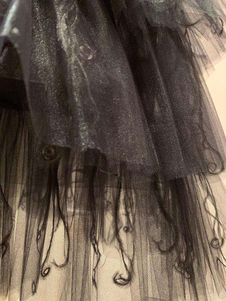 Oscar de la Renta Cocktail Dress W/ Tiered Tulle Beading & Ostrich Feathers For Sale 1
