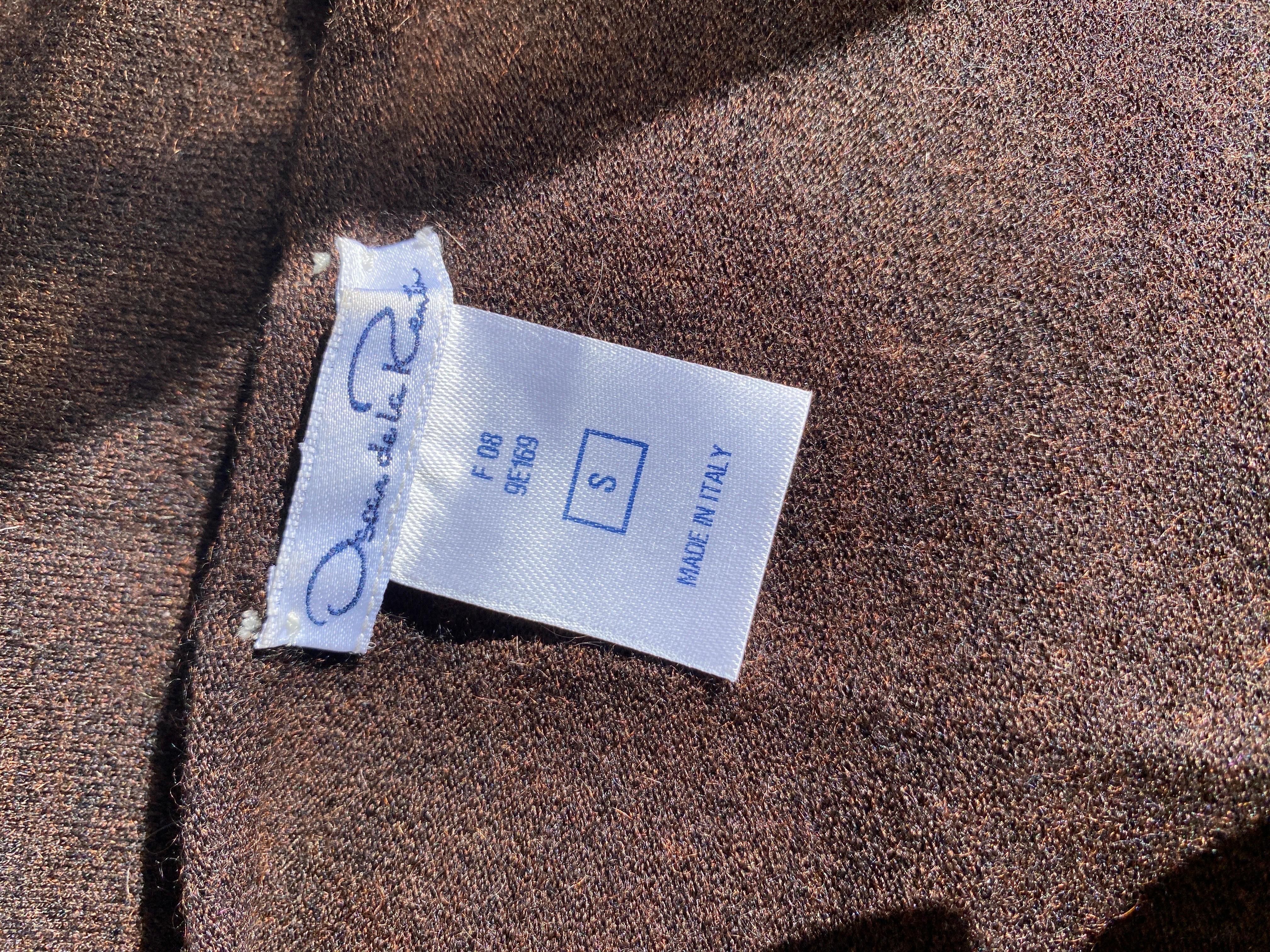 Oscar De La Renta Collection Italy Hand Beaded Brown Cashmere Twin Set Größe S im Angebot 13