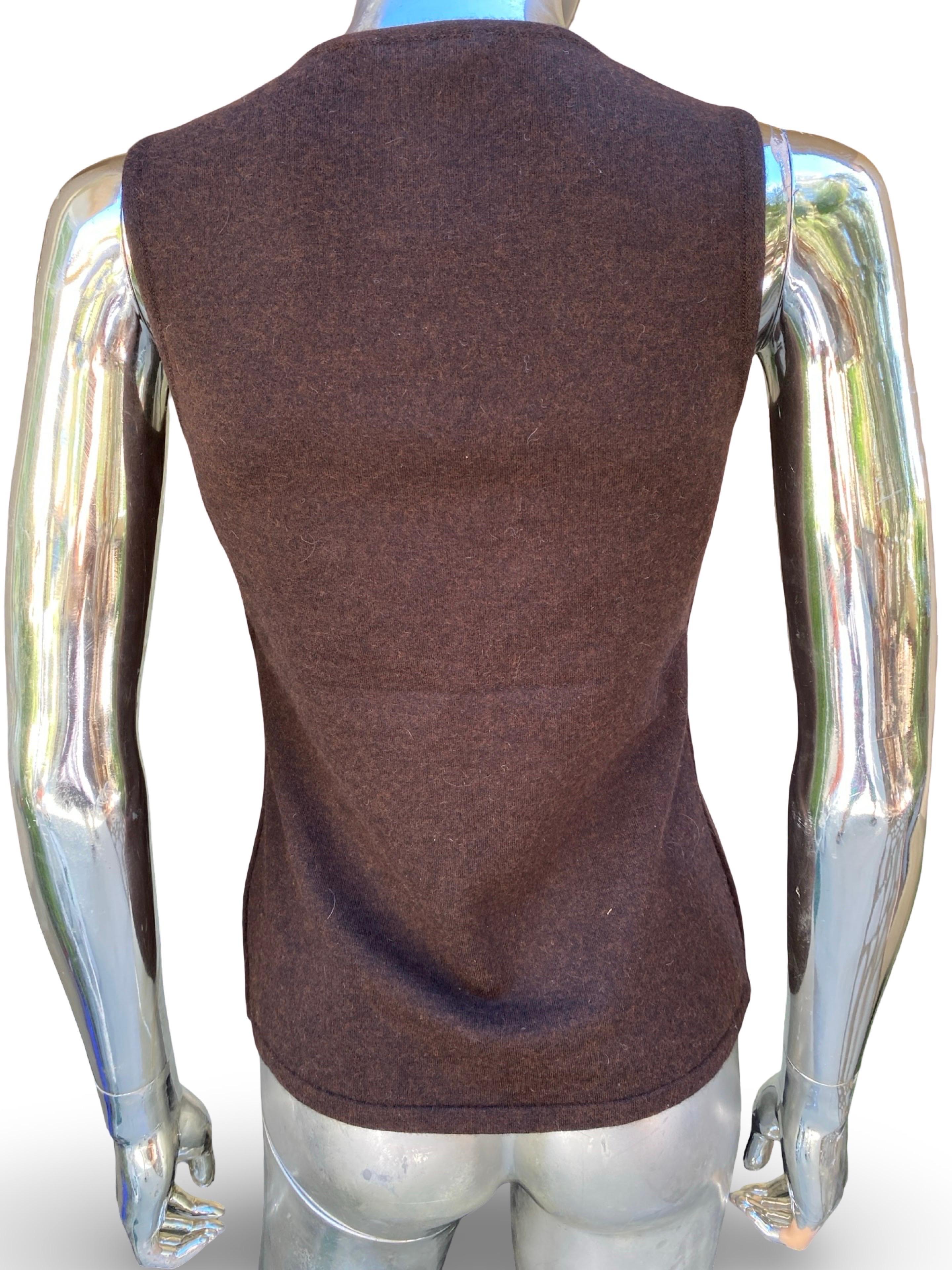 Oscar De La Renta Collection Italy Hand Beaded Brown Cashmere Twin Set Größe S im Angebot 14