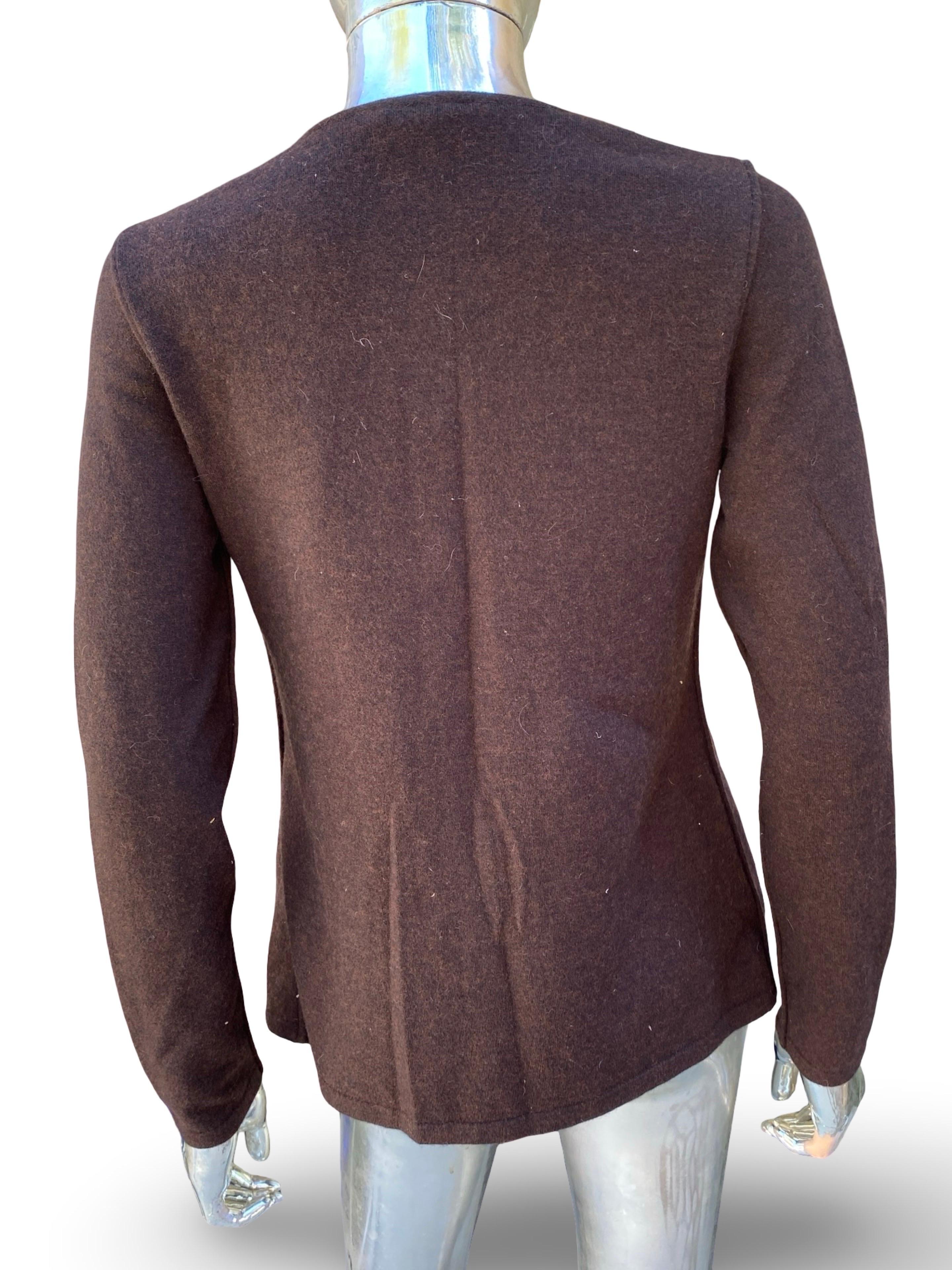 Oscar De La Renta Collection Italy Hand Beaded Brown Cashmere Twin Set Größe S im Angebot 15