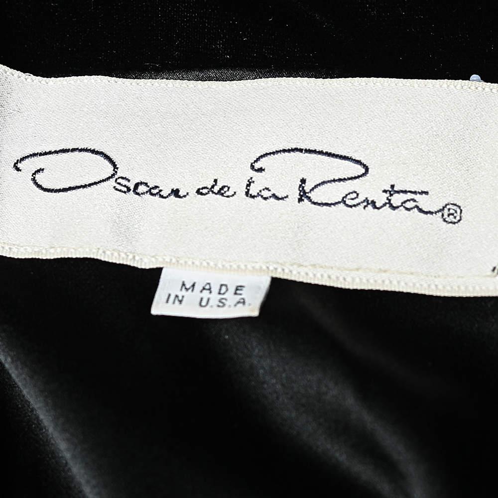 Oscar de la Renta Colorblock Silk & Velvet Long Sleeve Evening Gown L For Sale 1