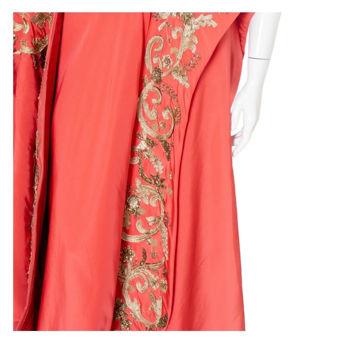 Oscar De La Renta Bata Bordada Coral Pre-Fall2018 en venta 5