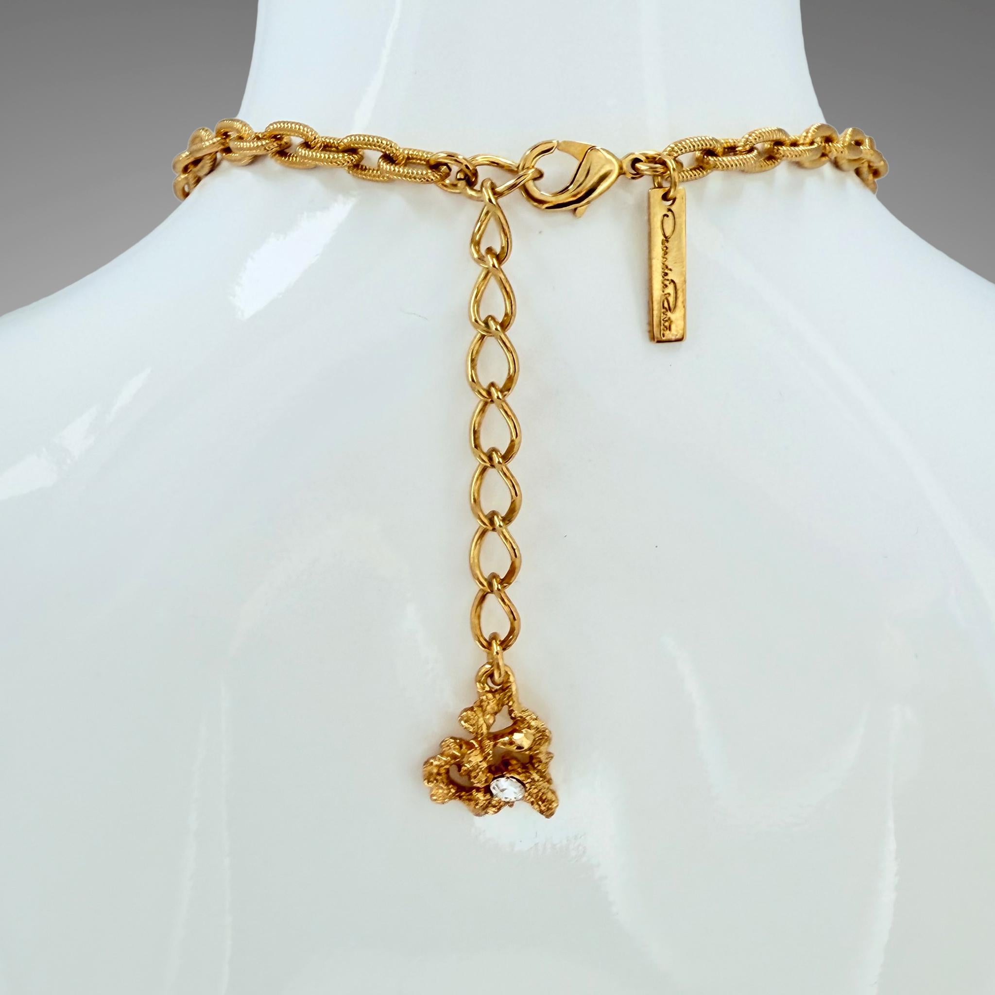 Oscar de la Renta Coral-Inspired 22k Gold-Plated Necklace with Austrian Crystals For Sale 5