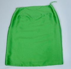 Oscar De La Renta Cotton & Silk Straight Knee Length Skirt with Wide Waist Band