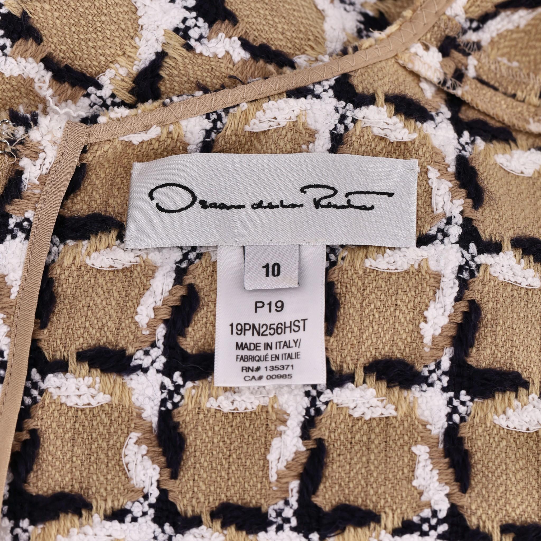 Oscar De La Renta Cotton & Wool Blend Tweed Asymmetric Dress For Sale 2