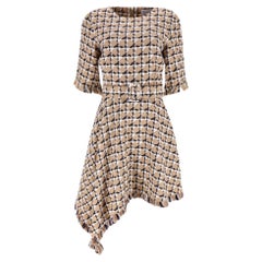 Oscar De La Renta Cotton & Wool Blend Tweed Asymmetric Dress