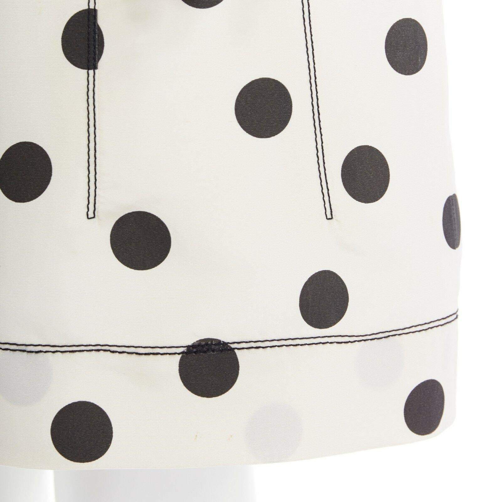 Black OSCAR DE LA RENTA cream black polka dot silk A-line knee length skirt US0 XS