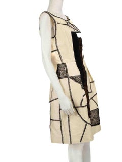 Oscar de la Renta Cream Wool Embroidered Dress Size XL