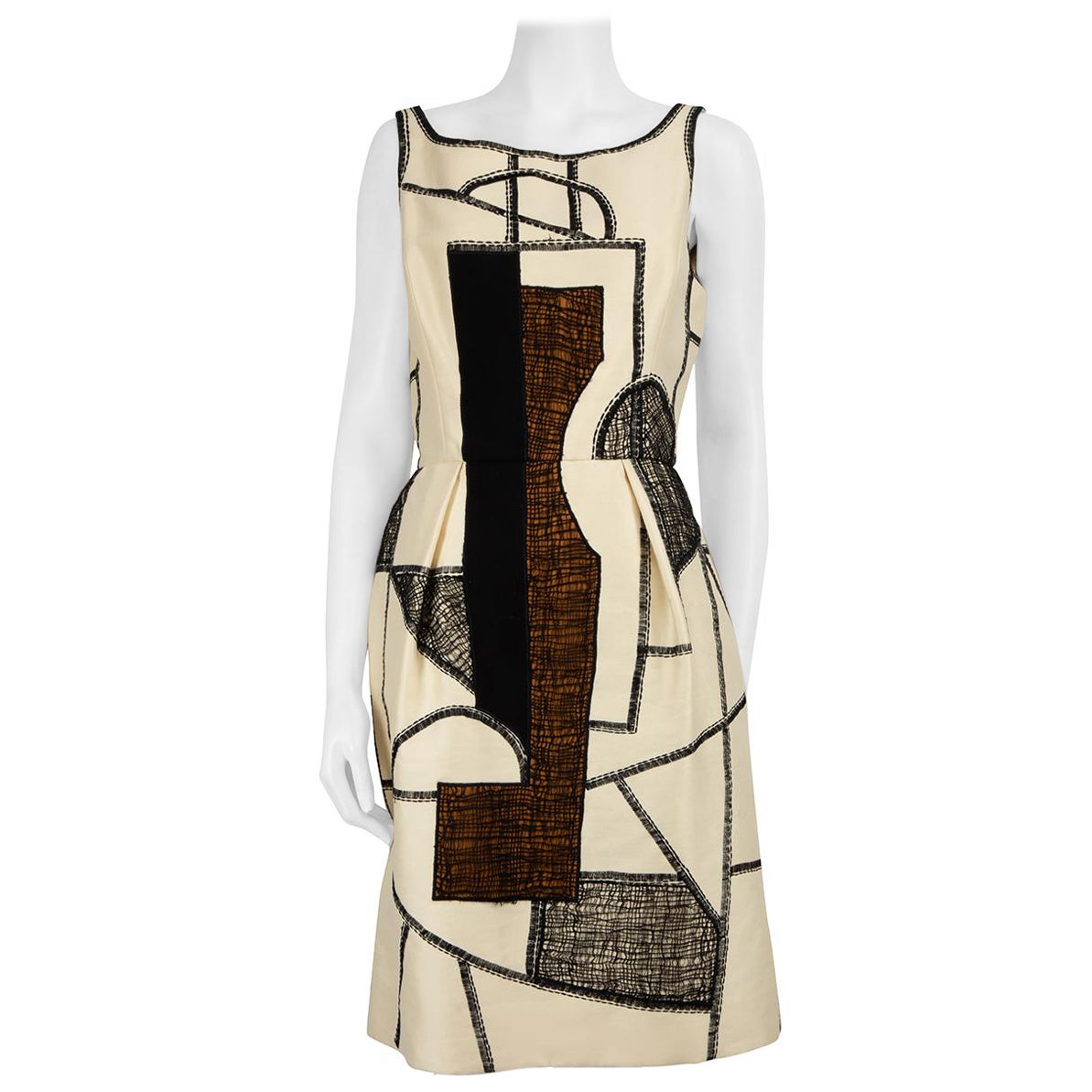 Robe brodée en laine crème Oscar de la Renta, taille XL en vente