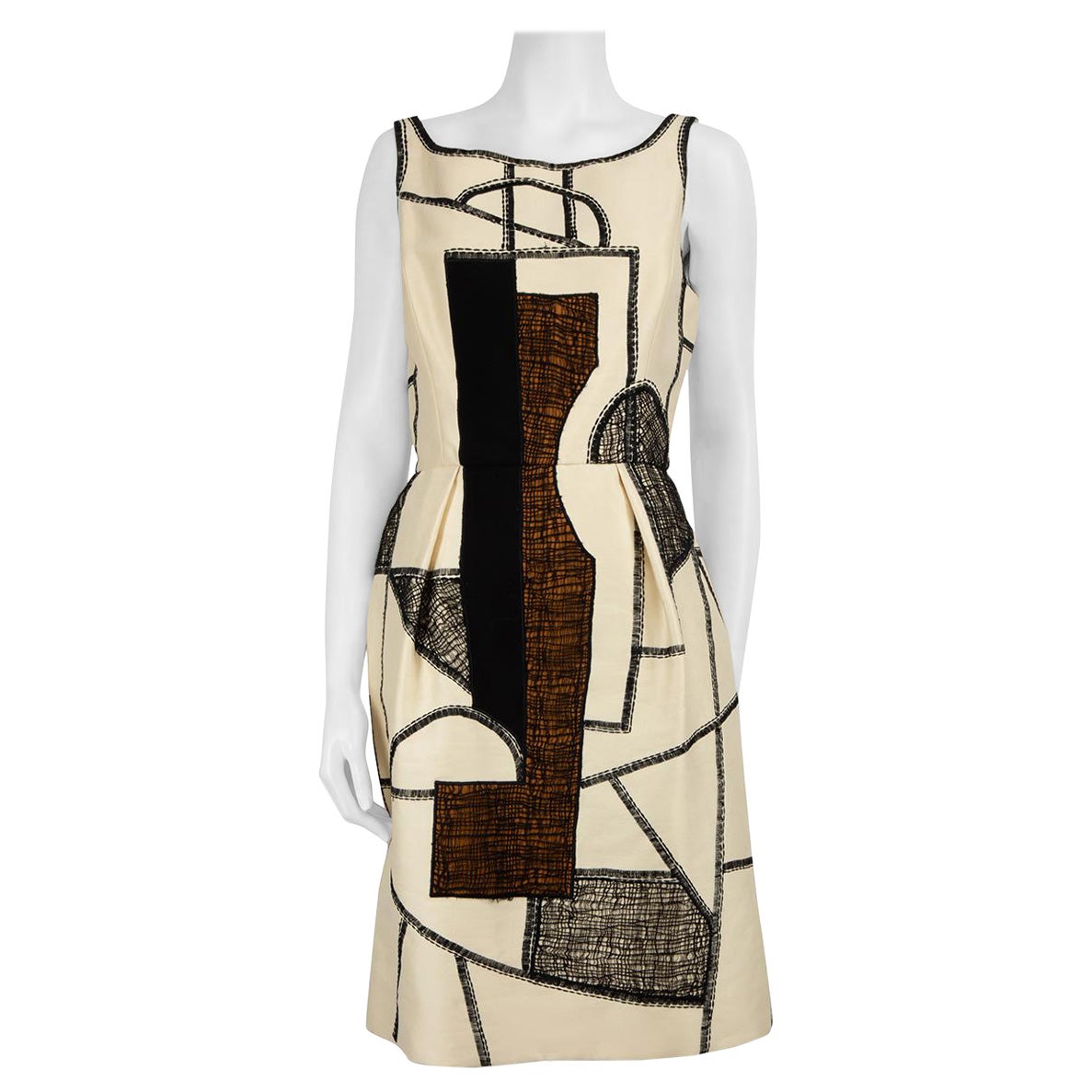 Robe brodée en laine crème Oscar de la Renta, taille XL