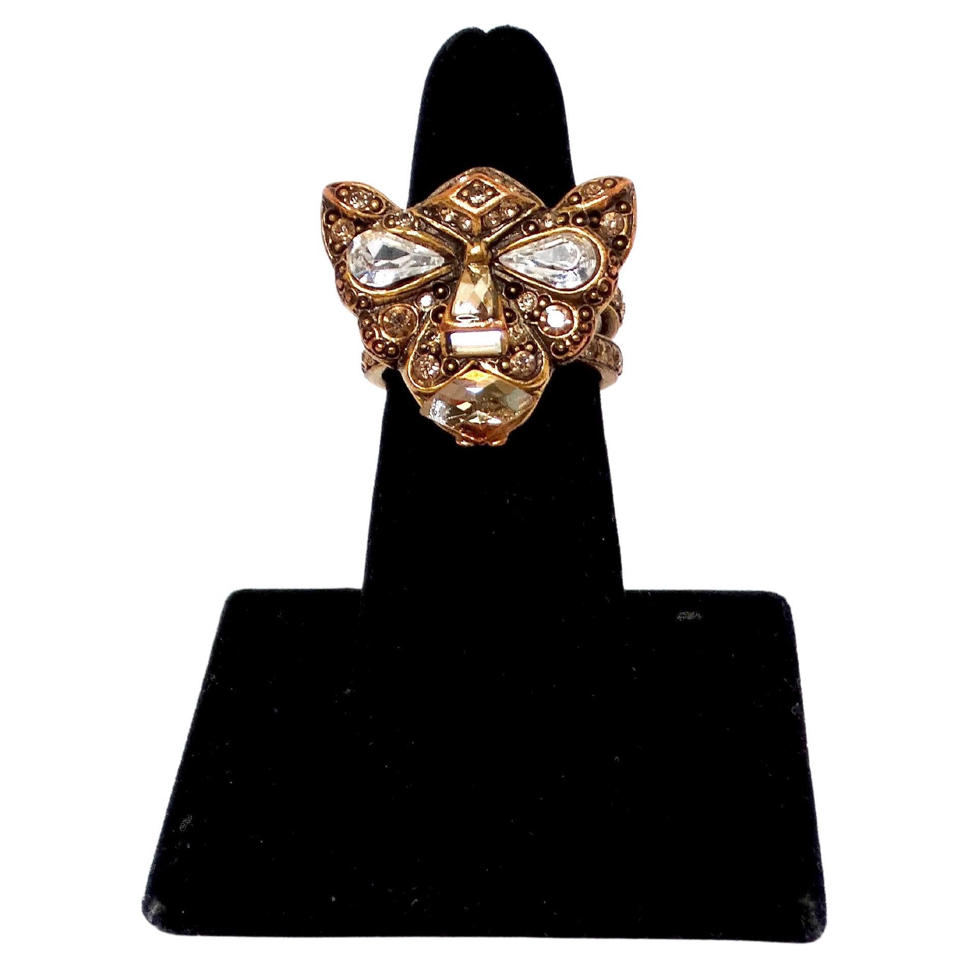 Oscar De La Renta Crystal 
Brass Panther Ring
