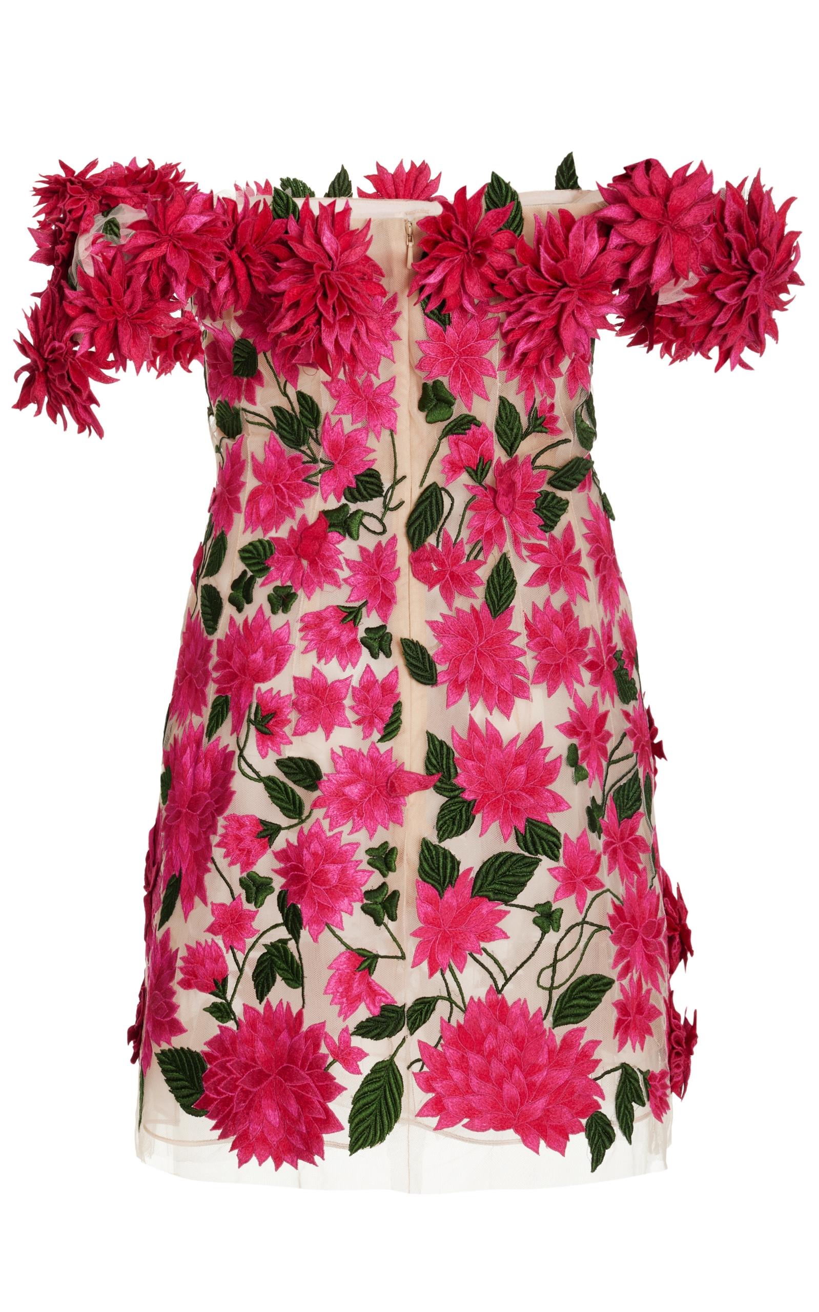 Oscar De La Renta Minivestido con aplique floral Dahlia Talla US 6 en venta 1