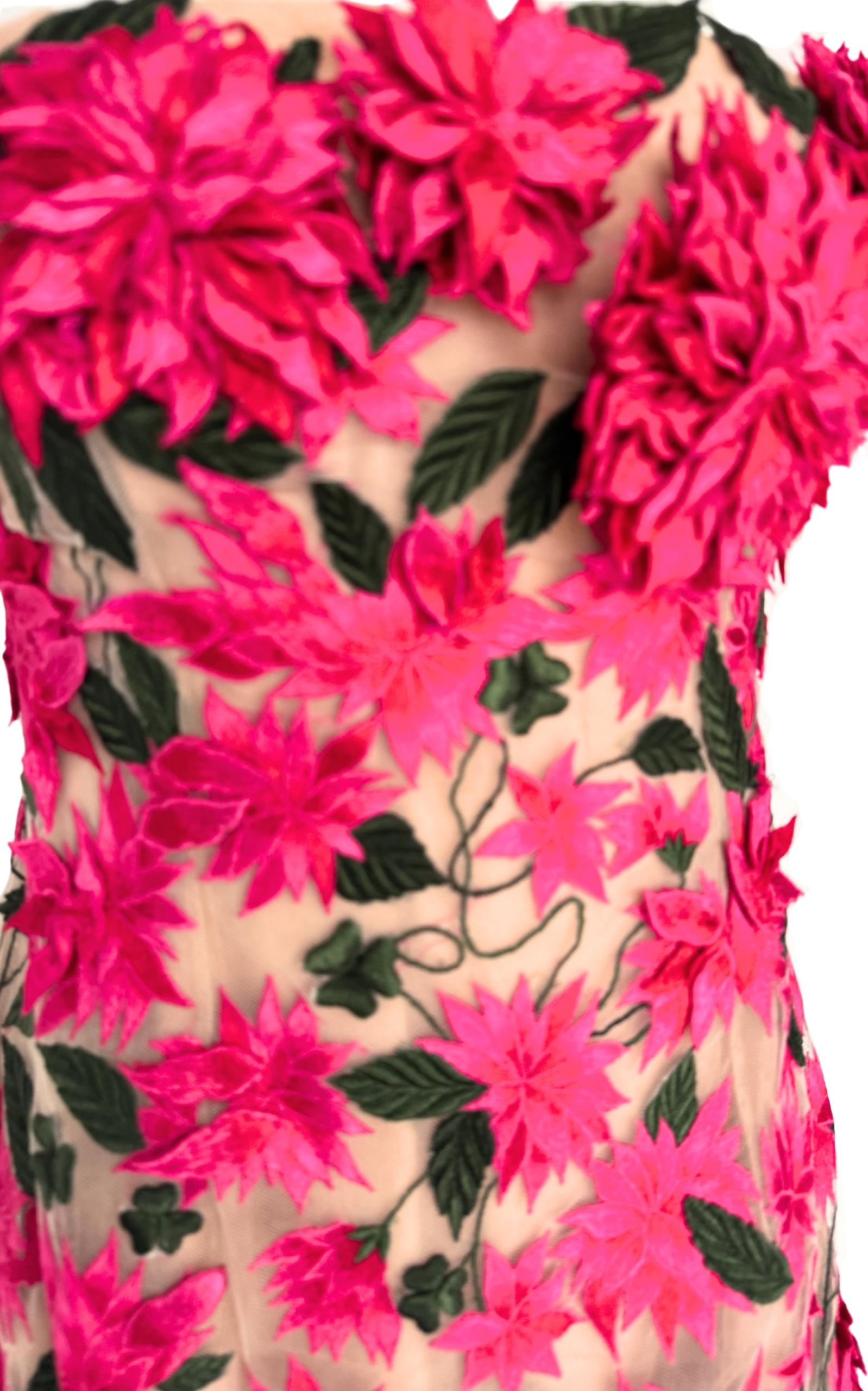 Oscar De La Renta Minivestido con aplique floral Dahlia Talla US 6 en venta 4