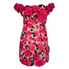 Oscar de la Renta Dahlia Floral-appliqué Mini Dress Size US 6